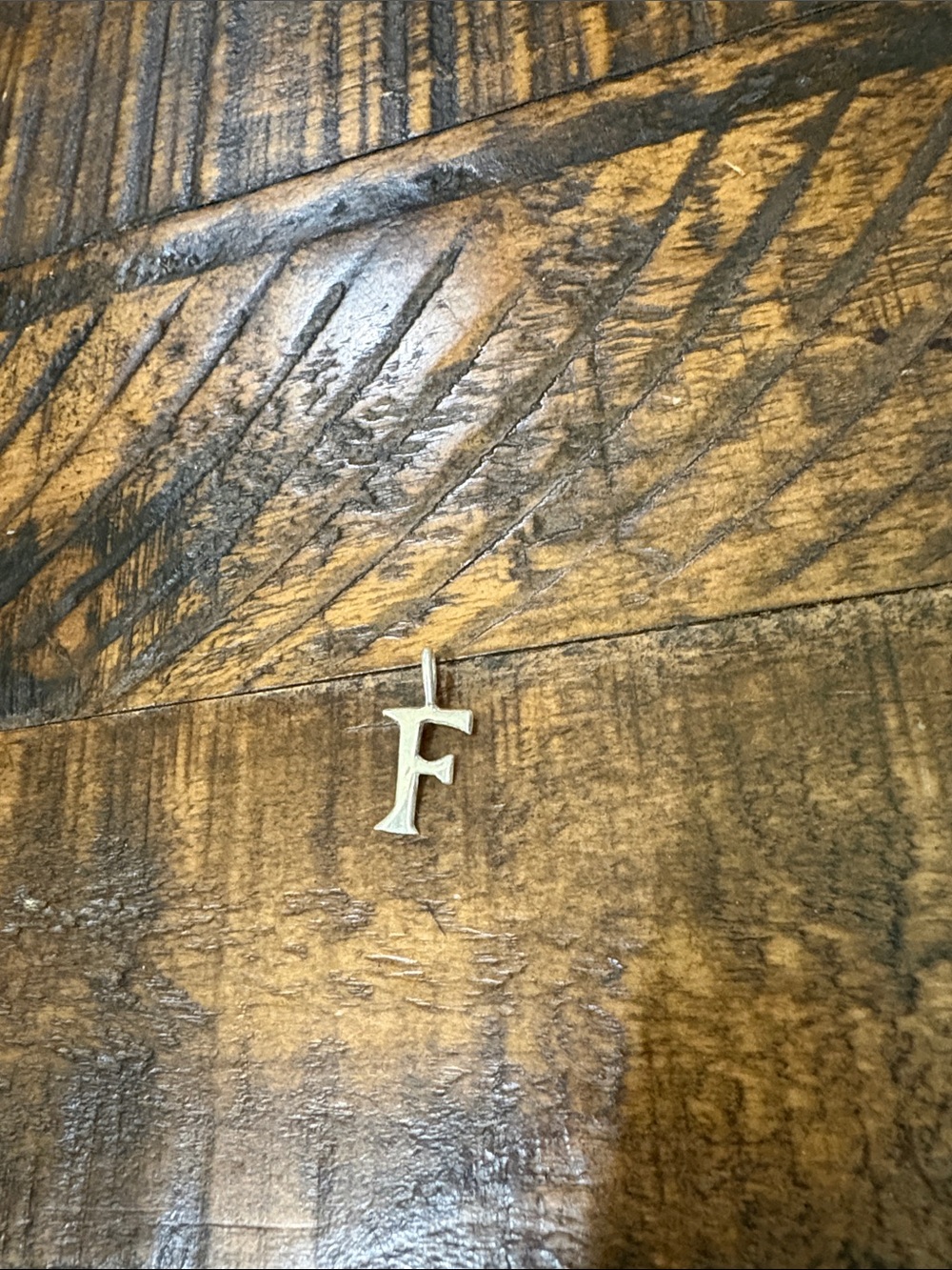 Sterling Letter 'F' Charm Pendant Necklace Accent